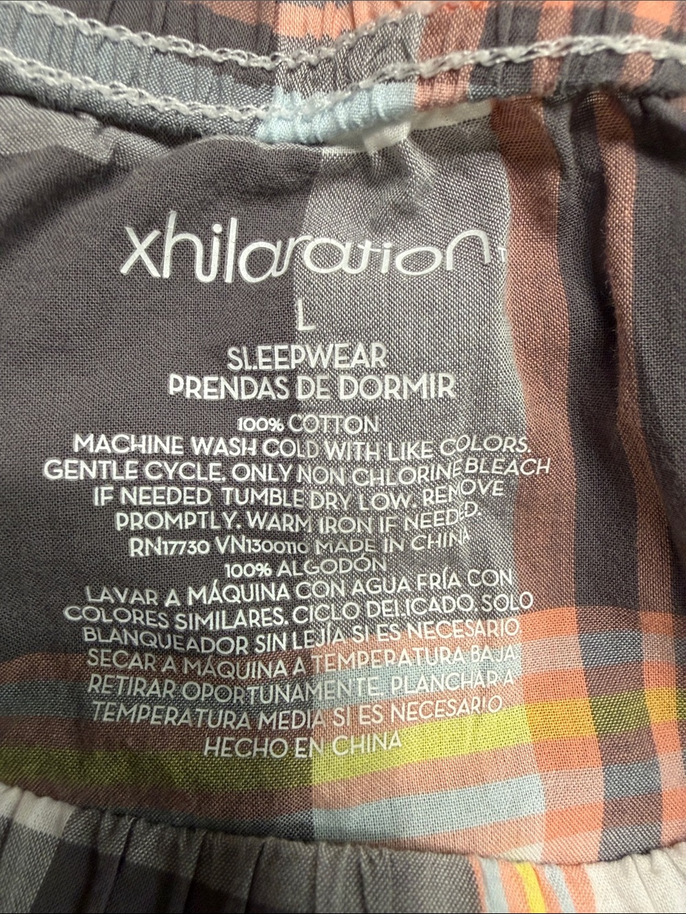 Xhilaration Plaid Cotton Lounge Shorts - Gray, Peach, Yellow, light blue, &white - Picture 3 of 5